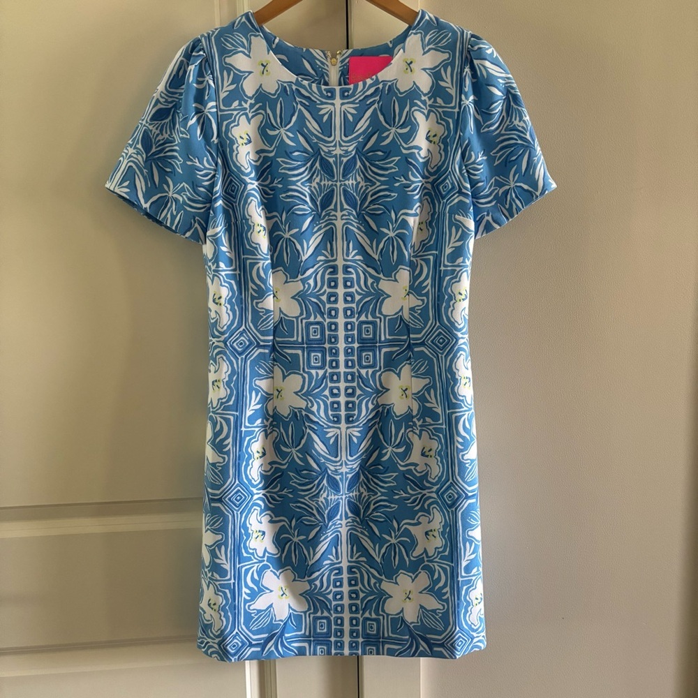Lilly Pulitzer Dixey Woven Shift Dress in Lunar Blue/My Flutter - NWOT- size 6